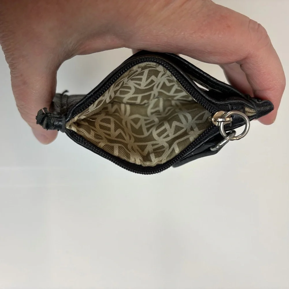 Marc Fisher Black Leather Zip Wristlet / Wallet Pouch